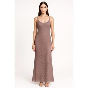 Carmen Marc Valvo Beaded Maxi Dress Gown Sleeveless Evening Party Formal